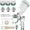 ENDOZER Professional HVLP Spray Gun Set Gravity Feed Air Spray Gun with 1.4,1.7,2.0mm Nozzles, 20 oz, 600cc with Gauge for Auto Paint, Primer, Clear/Top Coat & Touch-Up Green