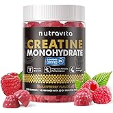 Nutravita Creatine Monohydrate Gummies for Men & Women-5g of Creatine Monohydrate per Serving - Sugar Free,Vegan, Raspberry Flavor, 120 Count