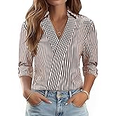 LOMON 3/4 Length Sleeve Womens Tops Dressy V Neck Collared Shirts Trendy Business Casual Work Blouses Vacation Outfits 2026