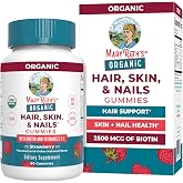 MARYRUTH'S Organic Hair Skin and Nail Vitamins, Ages 14+, Skin Care, 60ct | USDA Organic, 2500 mcg Biotin Gummies, Vitamin C &amp; Vitamin E, Hair Growth, Skin Care, Nail Growth