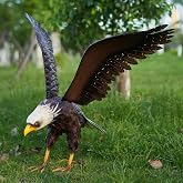 chisheen Bald Eagle Garden Statue Metal Yard Art for Outdoor Decoration | Large America Eagle Sculpture for Patio Yard and Lawn,40 inch Wide