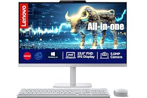 Lenovo 24 inch All in One Desktop| 16GB RAM| 512GB SSD Storage| Intel Ultra-Fast 4-Core Intel CPU| Full HD Display| Wi-Fi 6| Windows 11 | Wireless KB & Mouse | Quiet Design
