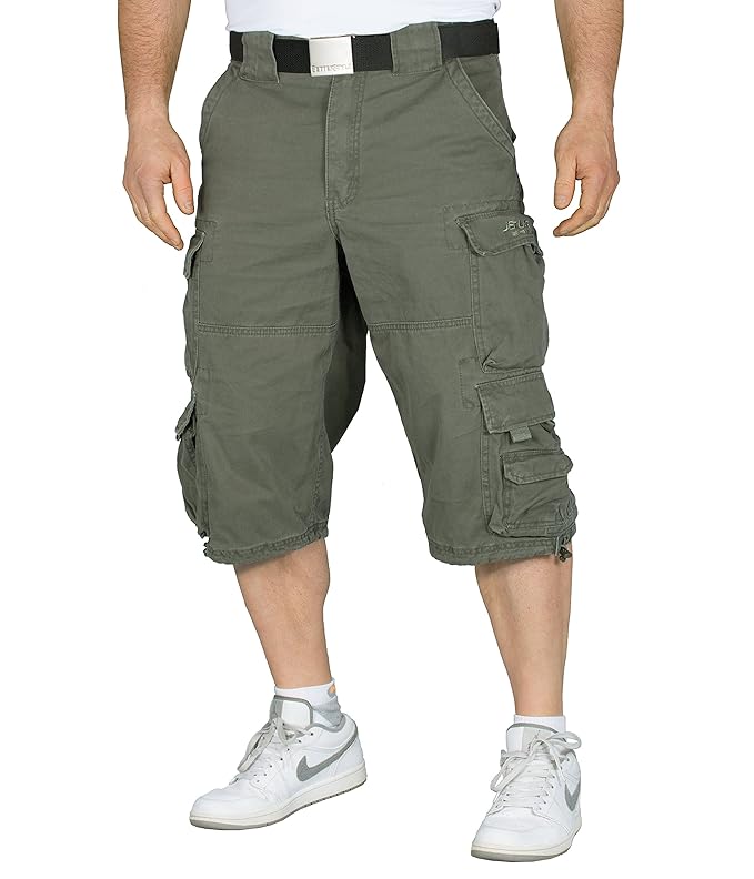 Jet Lag Herren Cargo Shorts 007B 3/4 + BetterStylz Gürtel Hose kurzeBermuda div. Farben (M-4XL / 32-44)
