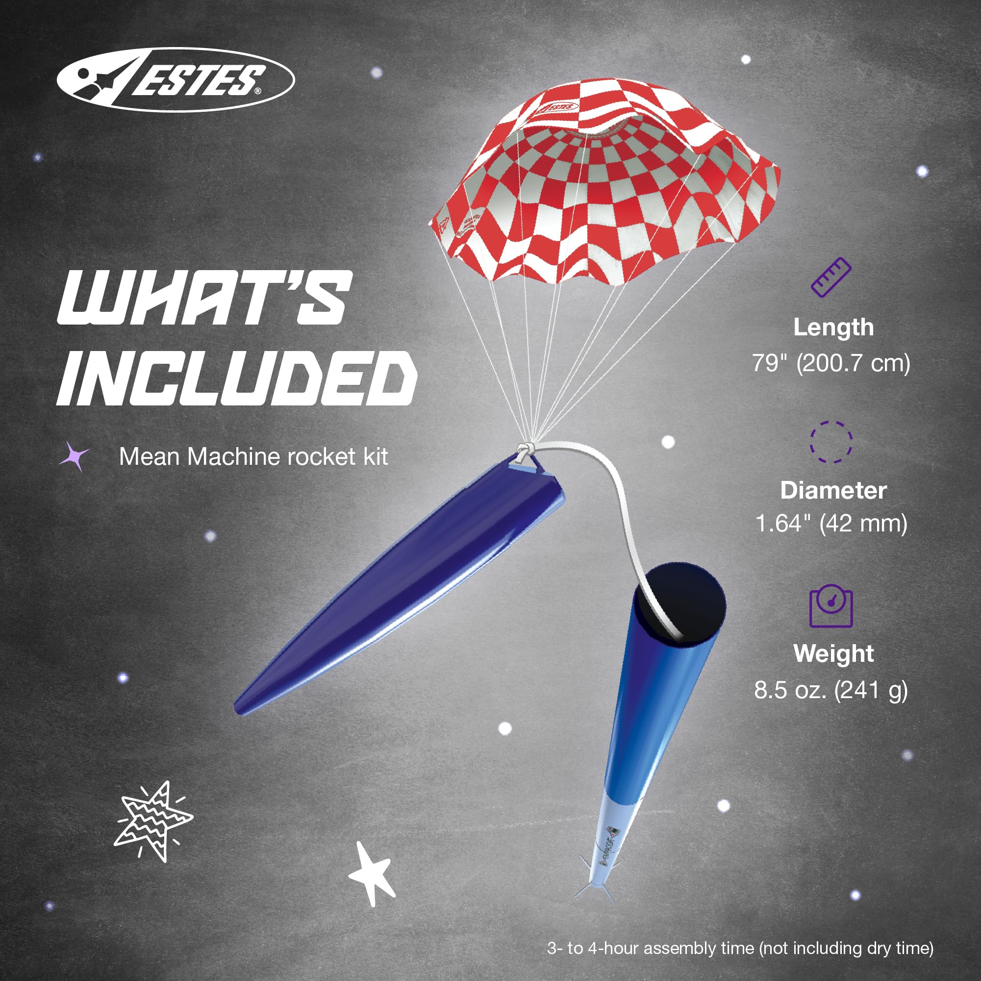 Estes 1295 Mean Machine Rocket-Building Kit, Advanced Flying-Rocket-Model Kit for Ages 10+