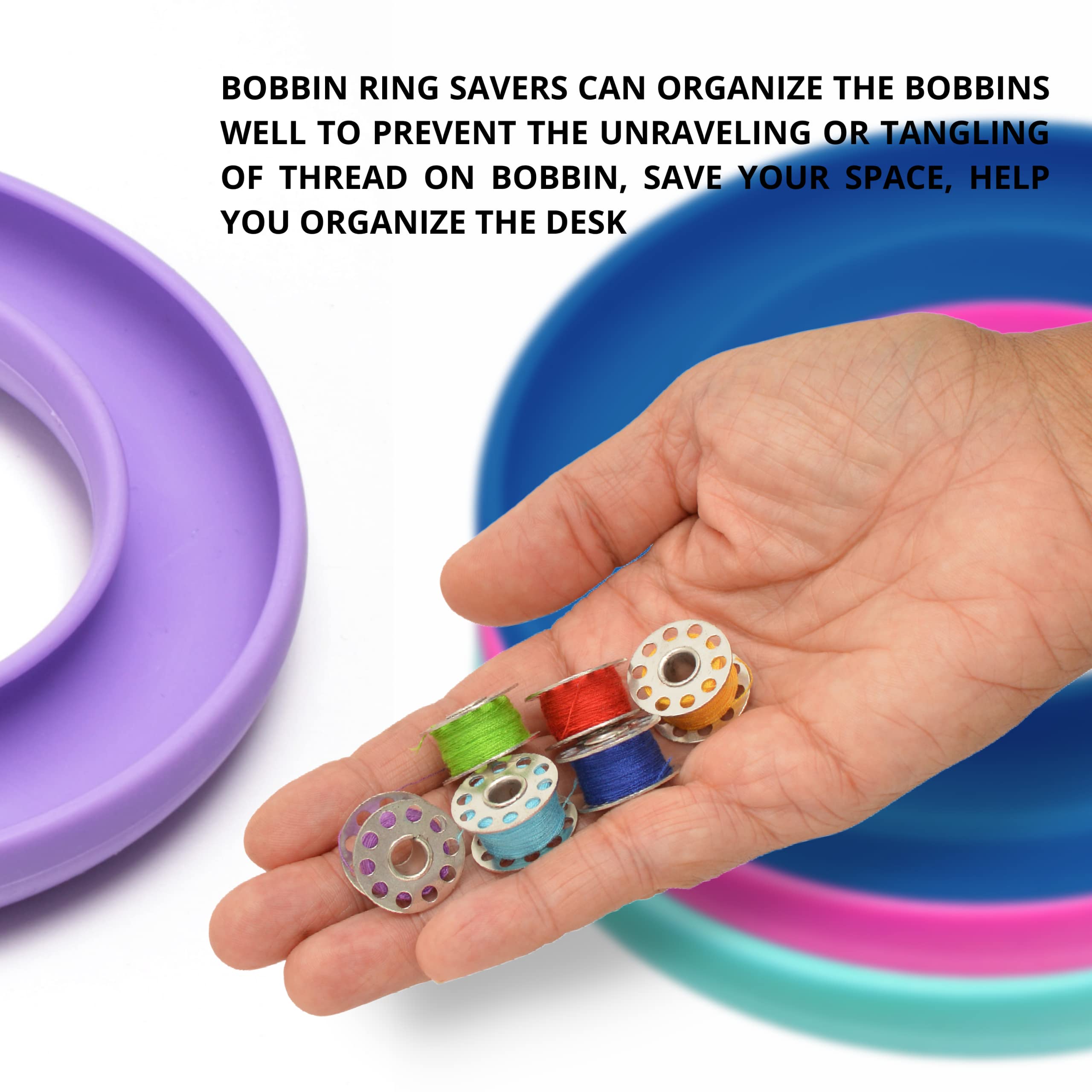 4 Pack Round Bobbin Holder Bobbin Organizer Bubbin Organizer Keeper for Metal or Plastic Sewing Machine Rings Silicone Sewing Tools Handicraft Ring Keeper