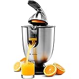 Eurolux ELCJ-1700 Electric Citrus Juicer Squeezer, for Orange, Lemon, Grapefruit, Stainless Steel 160 Watts of Power Soft Gri
