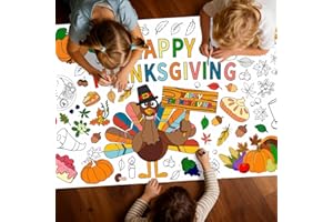 Muswarm Thanksgiving Coloring Poster/Tablecloth, Paper Thanksgiving Coloring Banner Games Family Activities, Autumn Party Decorations, Crafts，Gifts，31x72inches