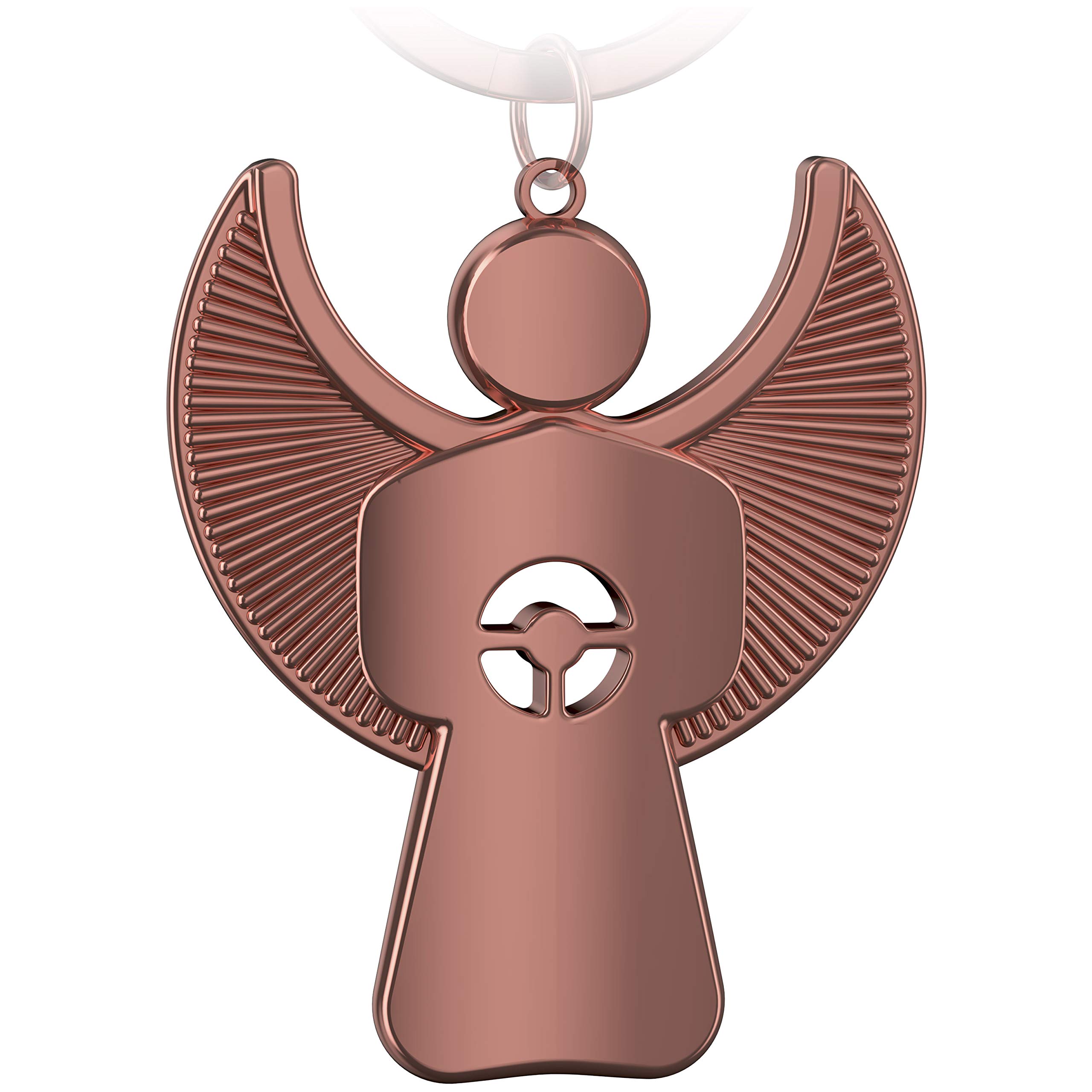 FABACH Guardian Angel Keyring Pikto with Steering Wheel – Elegant Angel Pendant Made of Metal in Silver, Rose, Black, Bronze – Gift Lucky Charm Car Driving Licence – Drive Carefully
