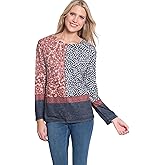 Multiples Womens Long Sleeves Drop Shoulder Scoop Neck Top