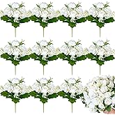 Olgaa 12 Bundles Peonies Artificial Flowers Fake Hydrangea Silk Peony Bouquet Bulk for Vase Floral Arrangements Wedding Arch Decor Centerpiece Table Decorations (White)