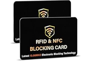 SaiTech IT 2 Pack RFID Blocking Card, One Card Protects Entire Wallet Purse, NFC Contactless Bank Debit Credit Card Protector ID ATM Guard Card Blocker–(Black)