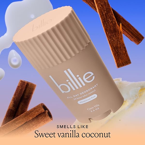 BILLIE ALL DAY DEODORANT, 24-HOUR ODOR PROTECTION, ALUMINUM-FREE, COCO VILLA, 2.6OZ