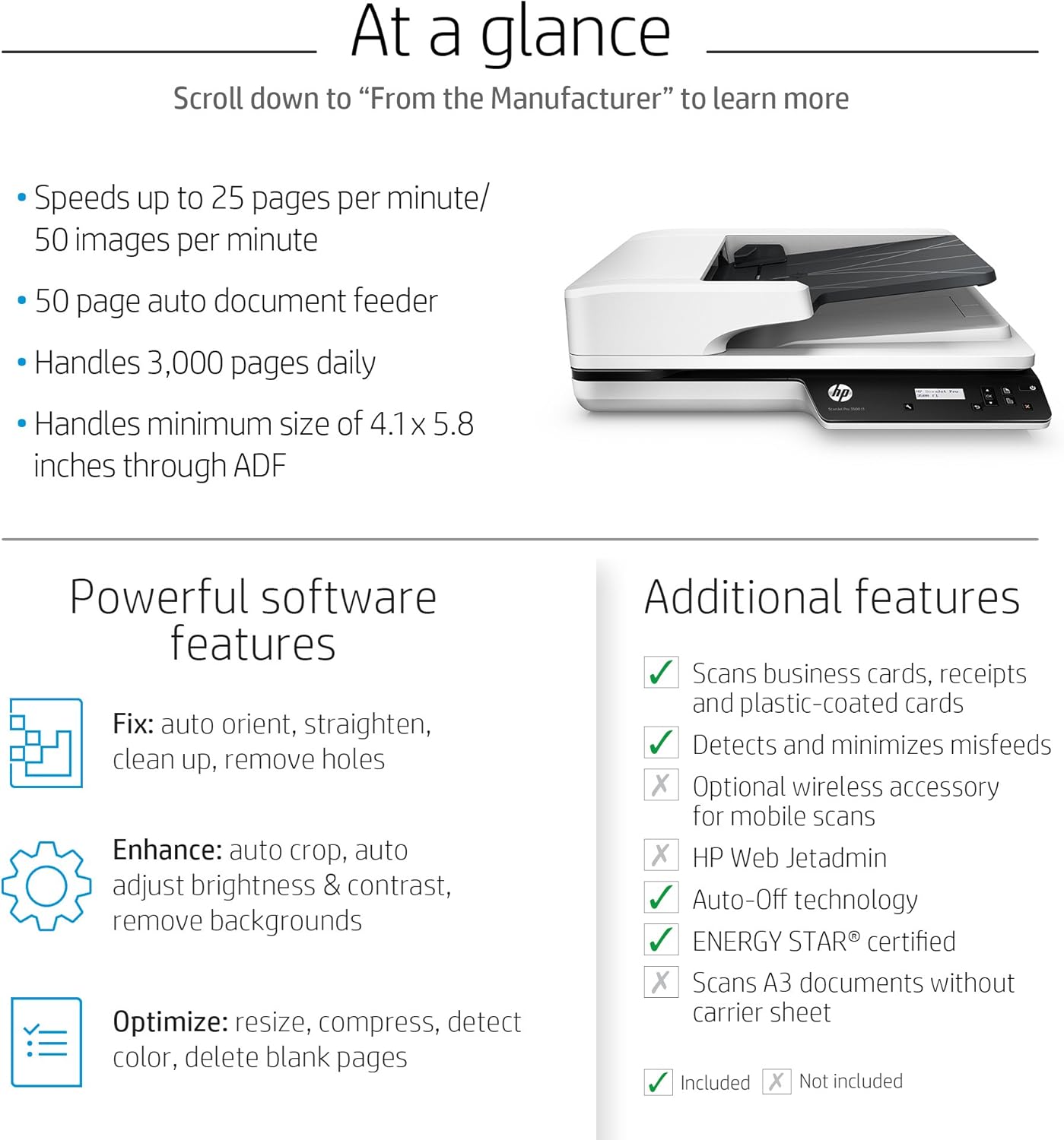 HP ScanJet Pro 3500 f1 Flatbed OCR Scanner: Electronics