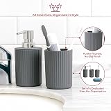 Novel Solutions Premium 4-Piece Bath Accessories Set Matt Grey Rubber-Coated view 2