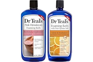 Dr Teal's Foaming Bath Combo Pack (68 fl oz Total), Restore & Replenish with Pink Himalayan, and Glow & Radiance with Vitamin