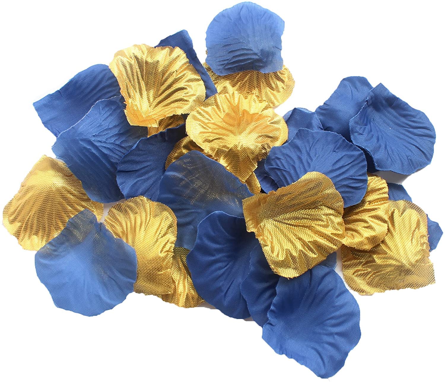 CheckMineOut Set of 600 Royal Blue & Gold Silk Rose Petals Artificial Flowers Wedding Centerpieces Decoration Confetti Party Favor