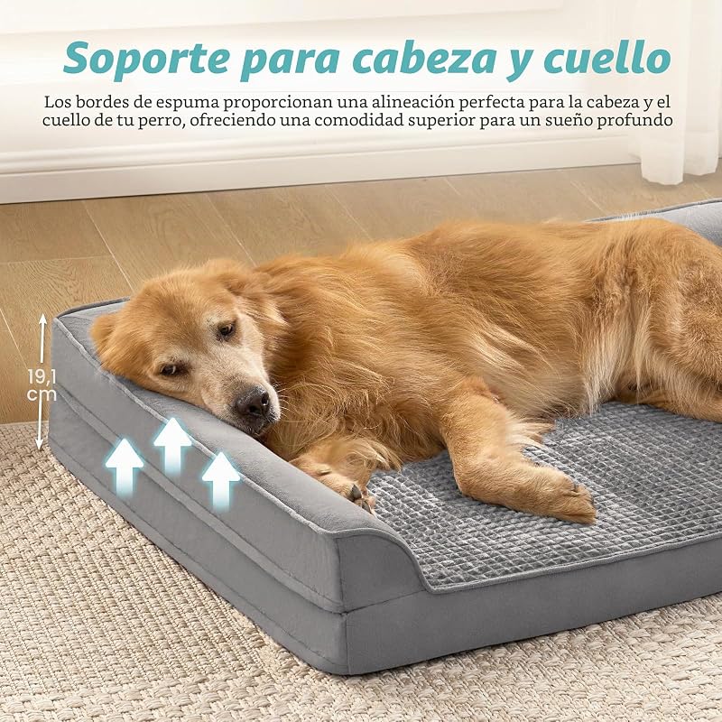Cama Ortopédica Extra Grande para Cães, XL 112x81x18cm Cinzento