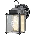 Westinghouse 6697200 One-Light Exterior Wall Lantern, Textured Black Finish on Steel with Clear Glass Panels, 1 Pack