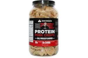 Ol' Uncle Porkers Shaw Strength Protein Pork Rinds (Dill Pickle, 8Oz) Developed for World’s Strongest Man Brian Shaw, Keto-Friendly, High Protein, No Carb, All-Natural Crisps Fried in Coconut Oil
