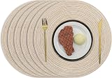 Pauwer 38cm Round Placemats 6 Pieces Beiges Heat Resistant Non Slip
