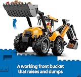 LEGO City Yellow Backhoe Loader Construction Vehicle Toy 60480 2 Minifigs view 3