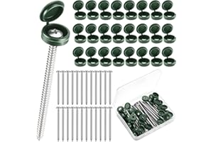 Zhengmy 3 Inch Shutter Screws and Caps Bulk Shutter Fasteners 304 Metal Stainless Steel Screws with Vinyl Caps for Outside Windows Hardware Railings Furniture(24 Set,Green)