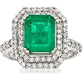 Ross-Simons 3.00 Carat Emerald and 1.60 ct. t.w. Diamond Ring in 14kt White Gold