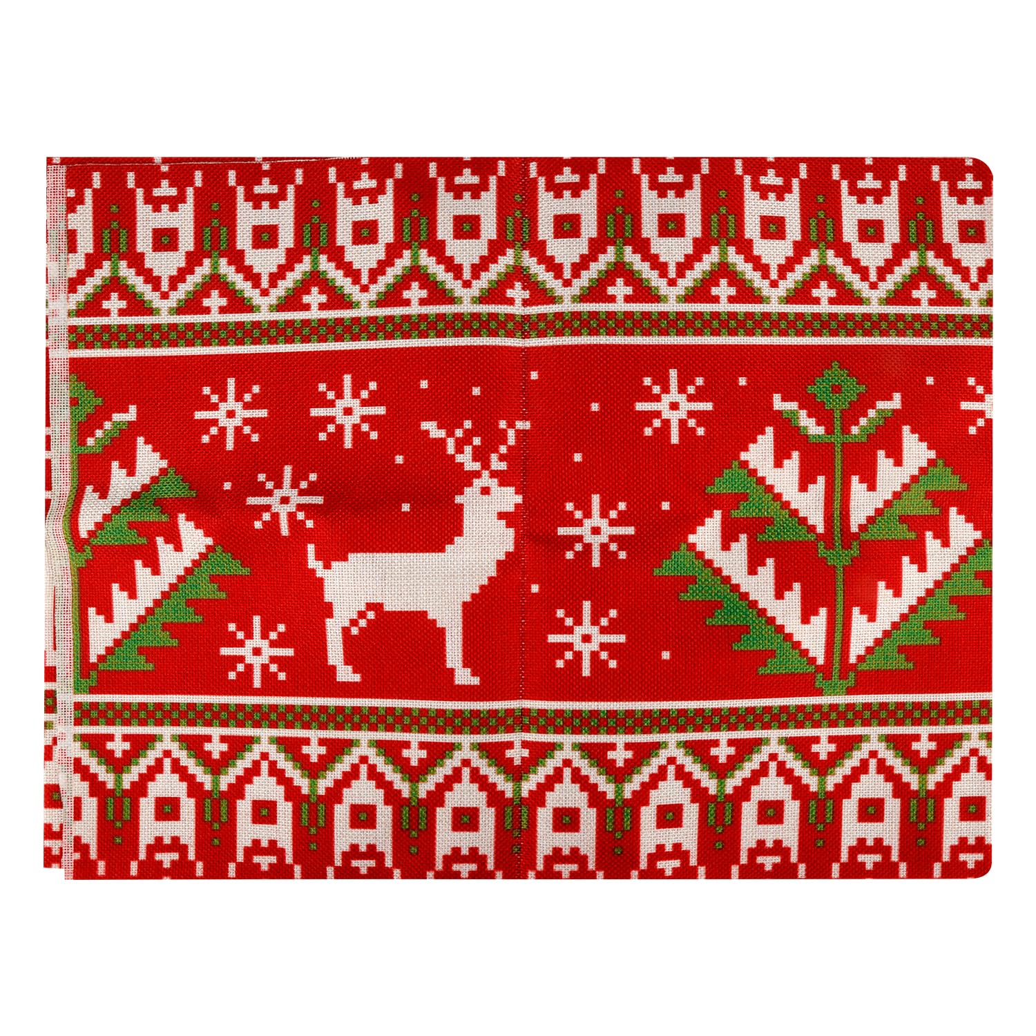 Rumyve Christmas Table Runner,Rectangular Linen Xmas Table Runner,Christmas Dinner Party Table Decoration for Santa,Reindeer,Snowmen,Trees(Stlye A)