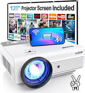 Native 1080P WiFi Bluetooth Projector, VISOUD 9500L with 120'' Screen Portable Outdoor Movie Projector, Zoom & 300'', Home Theater Video Projector Compatible w/ HDMI, VGA, TF, USB, AV, TV Stick, PS4 Native 1080P WiFi Bluetooth Projector, VISOUD 9500L with 120'' Screen Portable Outdoor Movie Projector, Zoom & 300'', Home Theater Video Projector Compatible w/ HDMI, VGA, TF, USB, AV, TV Stick, PS4