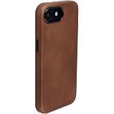 Dockem Leather Case for iPhone 17e / 16e, Compatible with MagSafe (Brown) | MSGL Slim Genuine Leather Cover, Wireless Charging Compatible, Metal Buttons, Heavy-Duty Metal Camera Ring, Felt Lining