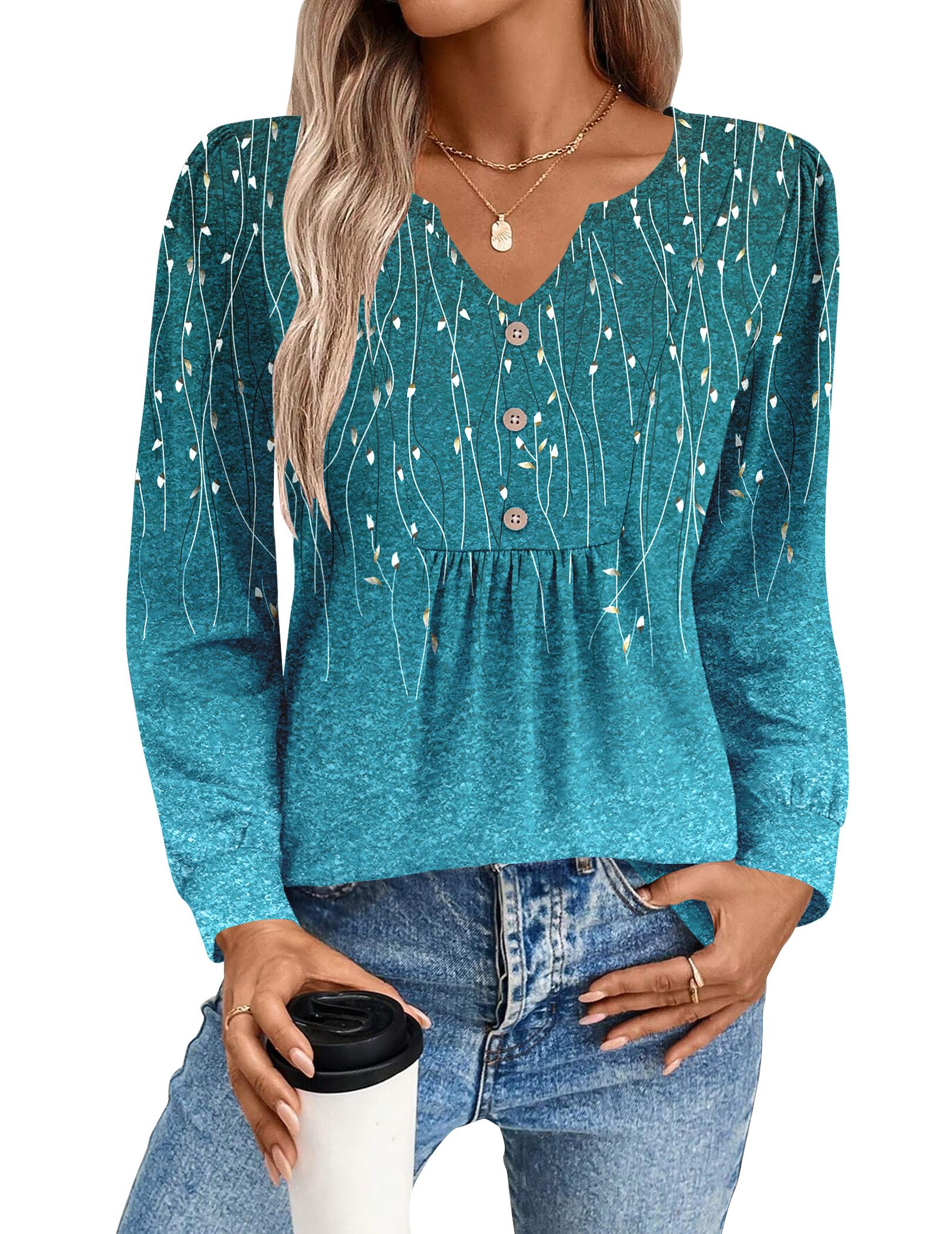 Zeagoo Ladies Long Sleeve Blouses Floral Boho