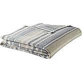 Eddie Bauer - Twin Size Blanket, 100% Soft Cotton Bed Blanket for Year Round Comfort, Throw Blanket for Couch or Bed (Herringbone Blue Stripe)