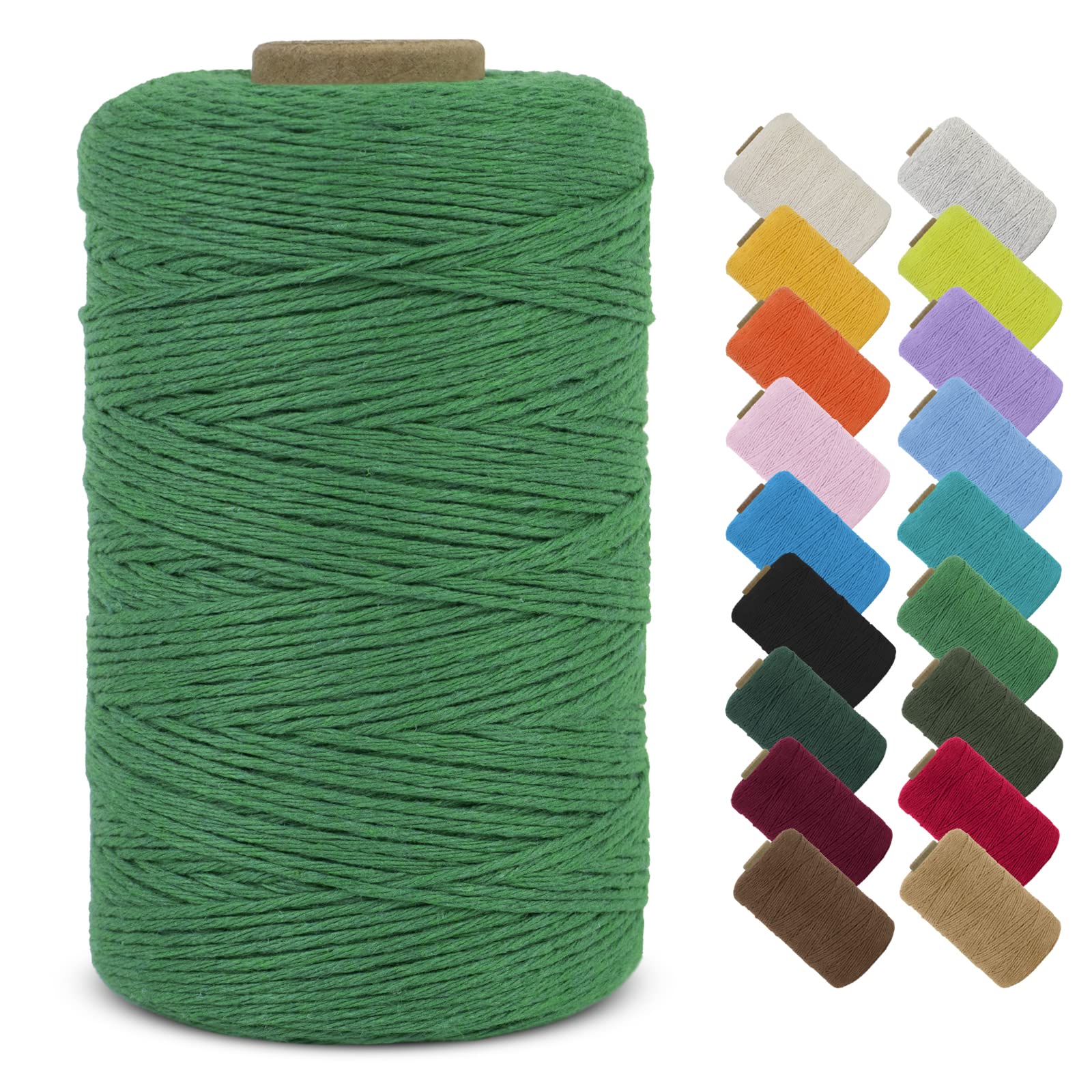 LEREATI Macrame Cord 1mm x 390m Butchers String Cotton Rope Thin Macrame Rope Yarn, Bakers Twine Kitchen Craft Cord for DIY Crafts, Gift Wrapping, Crochet, Jewelry Making, Decoration (Green) — image 1