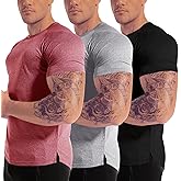Men's 3pack Dry Fit Workout Gym Short Sleeve T Shirt Moisture Wicking Active Athletic Performance Running Shirts