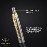 Parker Jotter XL Ballpoint Pen Grey Lacquer Gold Trims Medium Point Blue Ink view 4