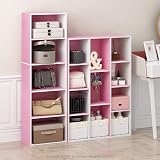 Furinno LUDER 11-Cube Bookshelf White Pink 73.9x105.9x23.9 cm Reversible view 7