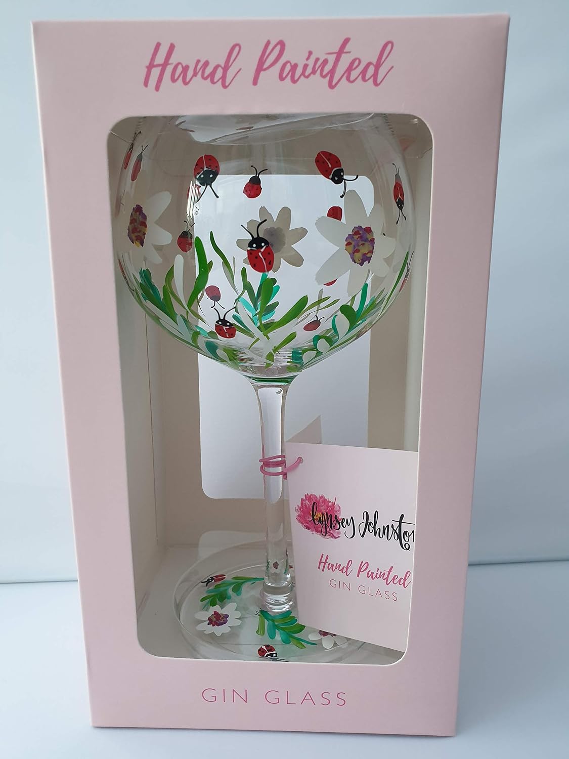 The Leonardo Collection Hand Painted Ladybird Gin Glass by Lynsey Johnstone with Gift Box, Multicoloured, JNS_475167 - Image 3