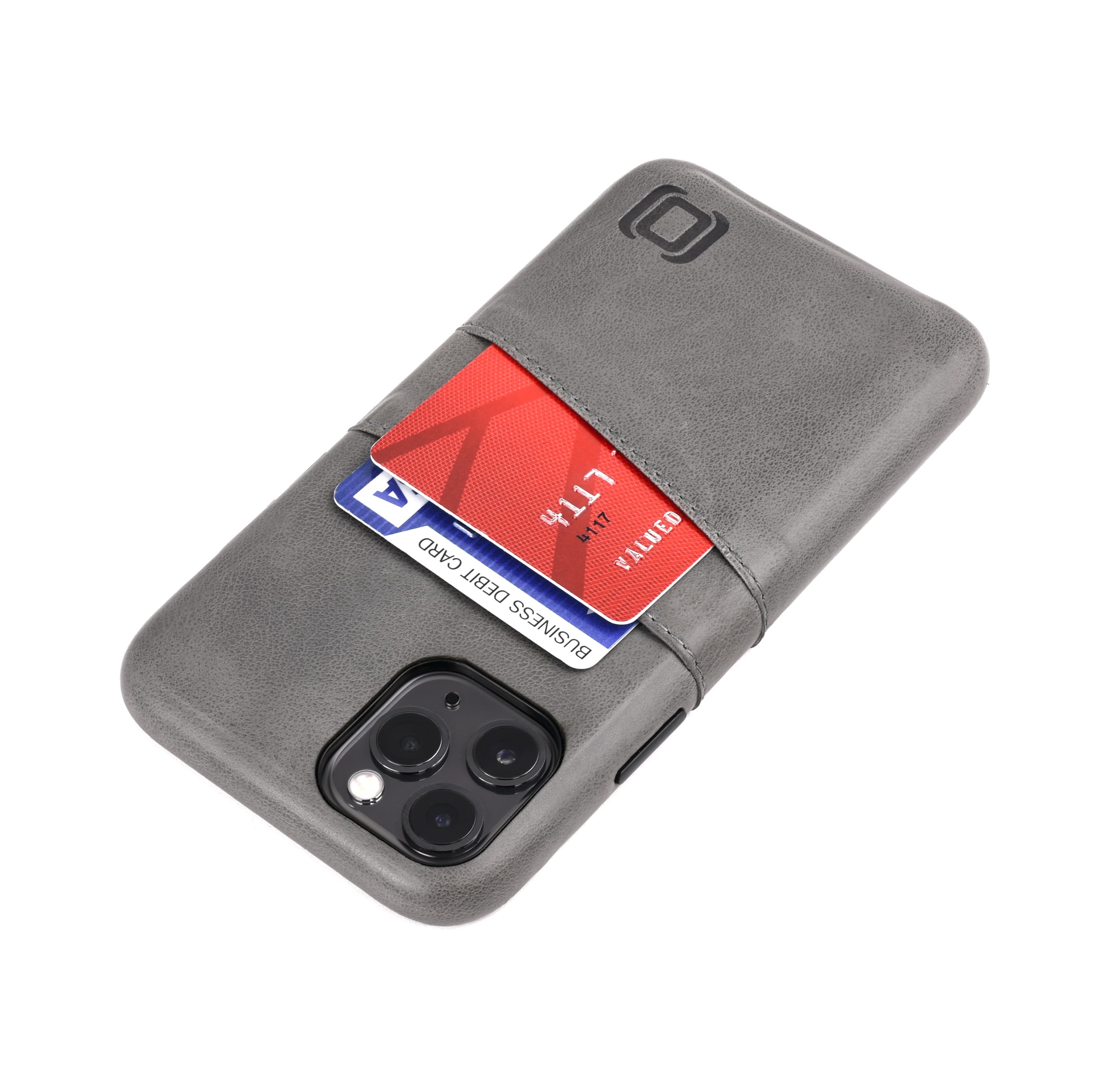 Dockem Wallet Case for iPhone 11 Pro: Built-in Metal Plate for Magnetic Mounting & 2 Credit Card Holder Slots (5.8" Exec M2, Synthetic Leather, Grey)