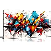 CIRABKY Abstract Wall-Art for Living Room - Abstract Pictures Wall Decor - Colorful Bedroom Canvas Wall Art Ready to Hang Size 24