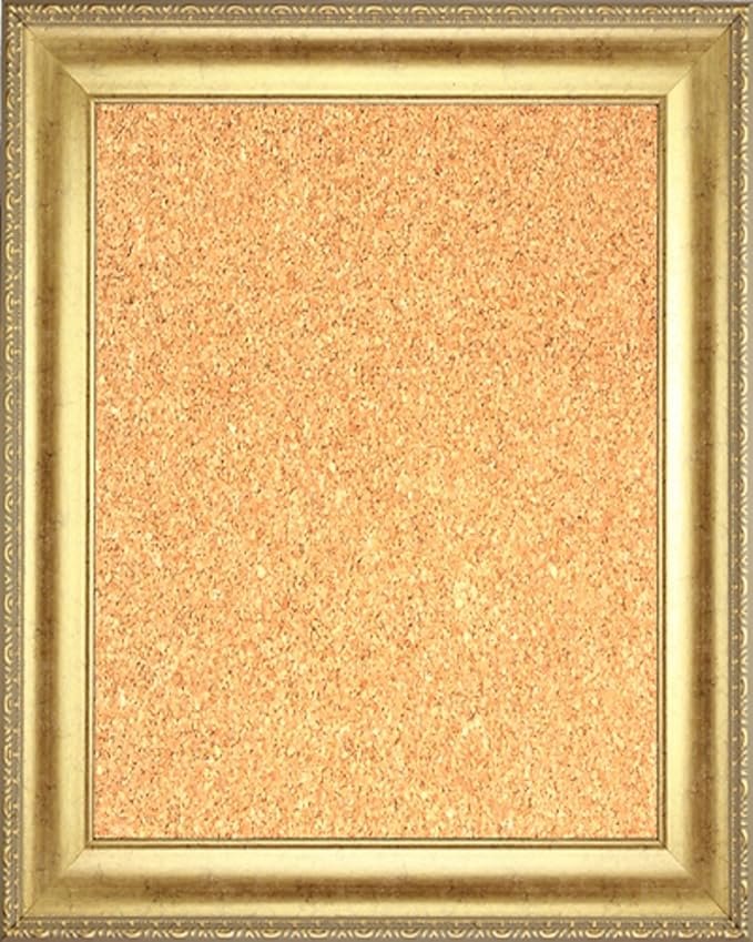 Framed Cork Board 24" x 36" with Gold Finish Frame with Ornate Design on Edge