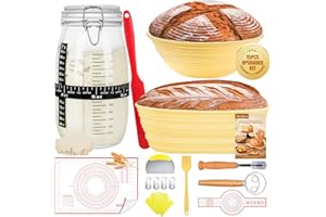 15PCS DoughEase Sourdough Bread Starter Kit, 51oz Sourdough Starter Jar, Dutch Oven Sling, Bread Proofing Baskets, Thermomete