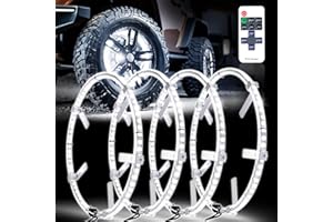 Viswiker 4PCS 17" Super Bright Double Row White Wheel Lights Rim Lights with Remote Control for Truck SUV Car Easy Install Unique Style