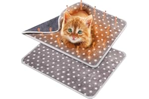 Clysee 2 Pcs Large Self Warming Cat Pad Self Heating Cat Mat Bed Dog Crate Pet Blankets Thermal Heated Bed Mat for Outdoor Indoor Newborn Kittens Puppies Dog(Small Star,24 x 18)