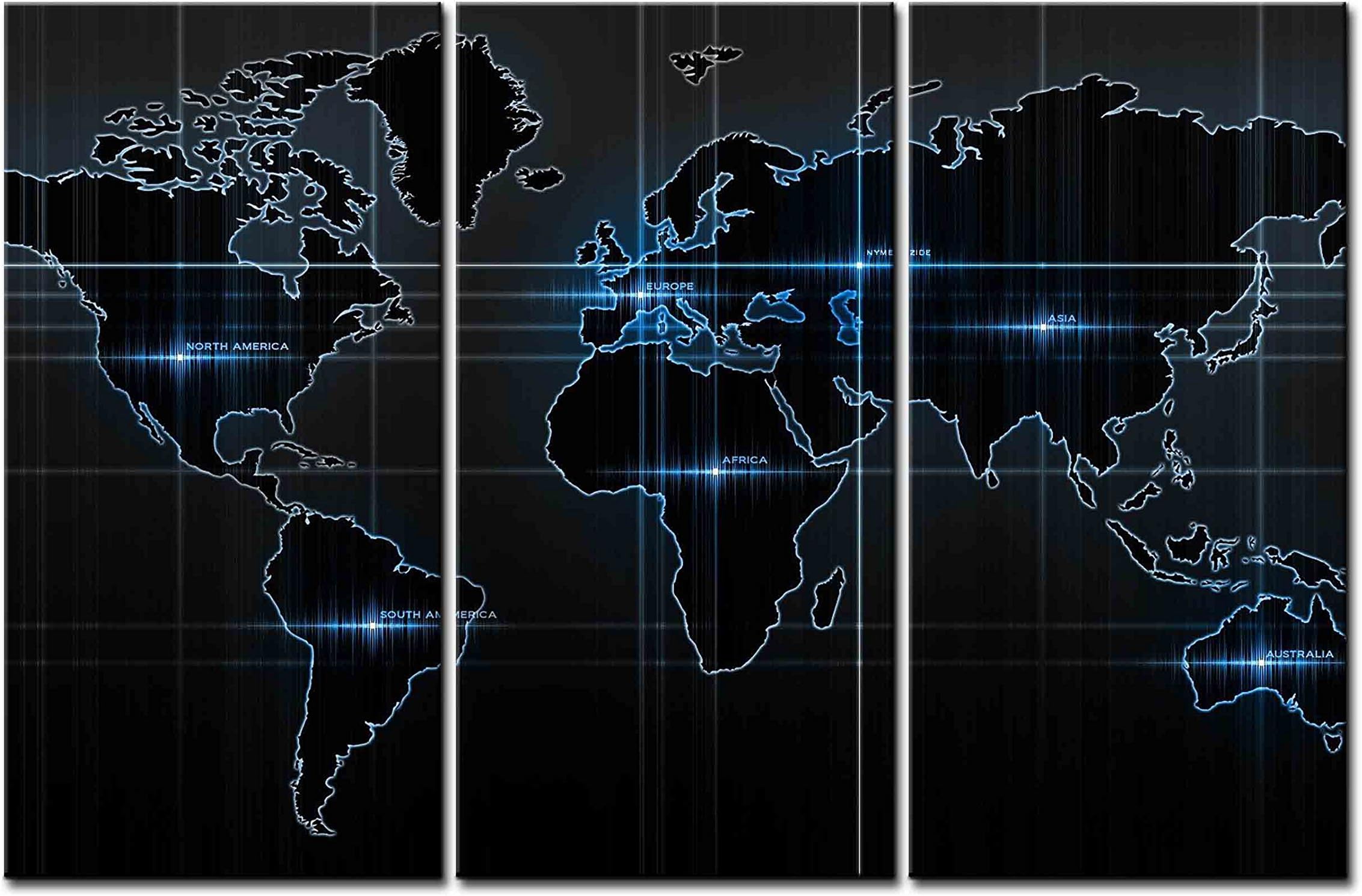 Canvas Print Wall Art Painting - 3 sets pictures of Worldmap World Map Paintings - The Picture For Living Room Decoration,City Pictures Photo Prints On Canvas