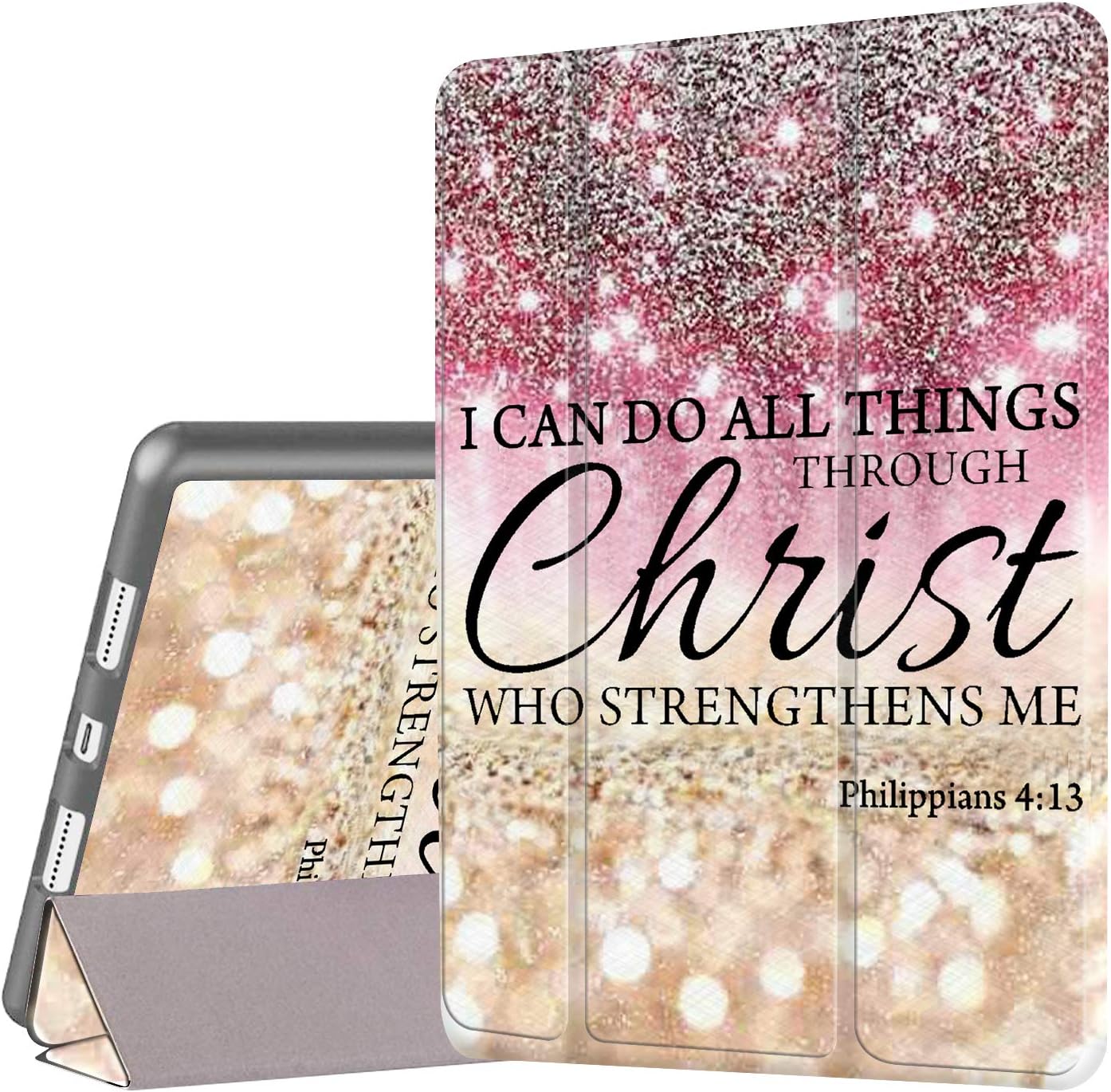 iPad Pro 10.5" 2019 / iPad Air 3 Generation 10.5" 2017 Case for Girl Women Auto Wake/Sleep Smart Case Ultra Lightweight Standing Protective for New iPad Tablet,Bible Verse Philippians 4-13