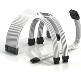 LINKUP - AVA 12VHPWR PCIE 5.0 Power Extension Cables┃600W 16AWG┃UL-Rated, Sleeved Jacket, Molded Plugs┃4 Pcs Kit for RTX5000 RTX4000 GPUs┃Boost Gaming Performance┃30cm White