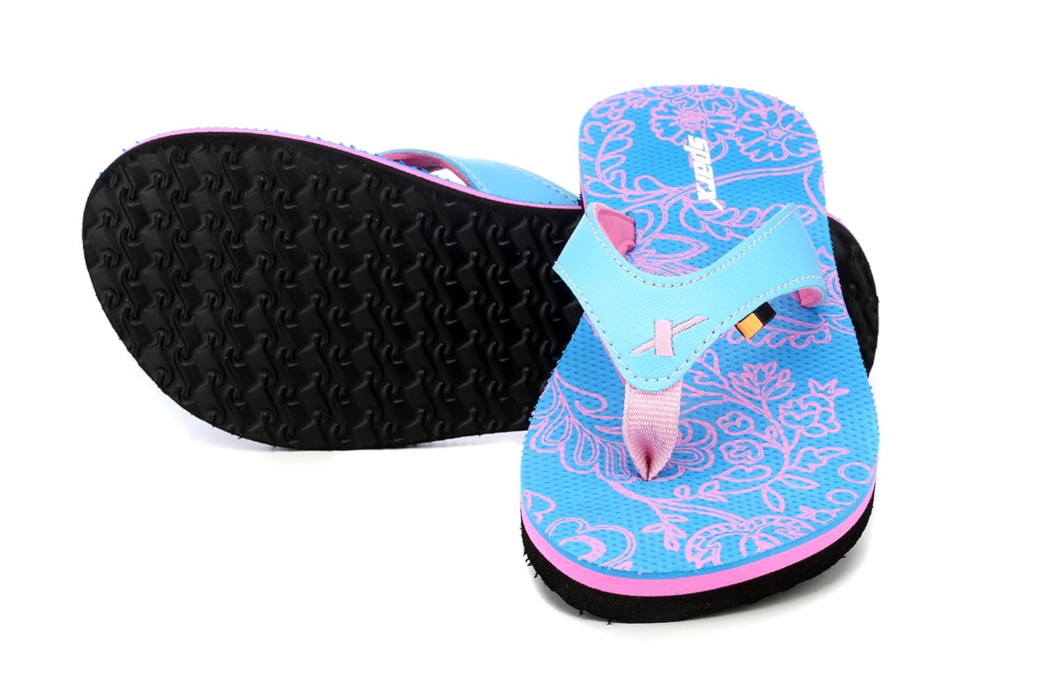 sparx women sfl-503 blue pink flip flop & slippers -8uk