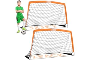 KUNUP Kids Soccer Goals for Backyard, 5×3, 6×4, 9×5FT 2 Pieces Easy Foldable Soccer Practice Net with Portable Carrying Bag for Toddler Youth Adult Soccer Training Equipment Outdoor Sports Game