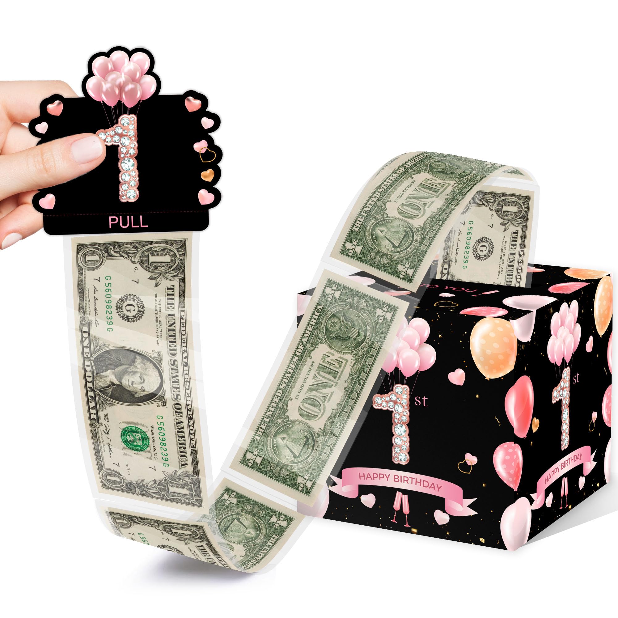 Photo 1 of Happy Birthday Money Gift Boxes for Cash, 97th Birthday Surprise Gift Box, 97th Birthday Gifts for Men Women, 97th Birthday Party Pink Decorations Supplies?with 35PCS Bags?