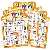 DISJOURNEY Bible Bingo Game Cards for Kids - 26 Players for Adults Vacation Bible School Christian Sunday Church Religous Activities Open Day Party Supplies